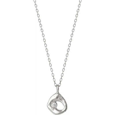 Spero London Dripping Molten Natural Textured Sterling Silver Authentic Pendant Necklace In Metallic
