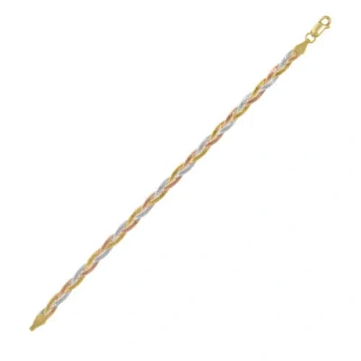 Spero London Gold Rose Gold And Silver Spiral Sterling Silver Flat Bracelet