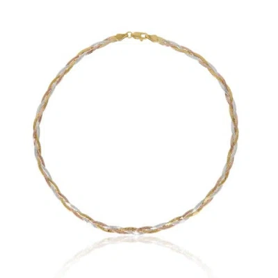 Spero London Gold Rose Gold And Silver Spiral Sterling Silver Flat Necklace