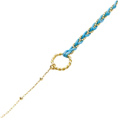 Spero London Handmade Rope Braided Sterling Silver Beaded Chain Bracelet In Gold