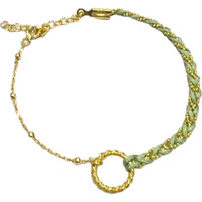 Spero London Handmade Rope Braided Sterling Silver Beaded Chain Bracelet In Gray