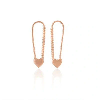 Spero London Heart Beaded Safety Pin Sterling Silver Earring In Gold