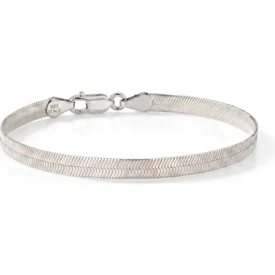Spero London Italian Herringbone Sterling Chain Bracelet In Neutral
