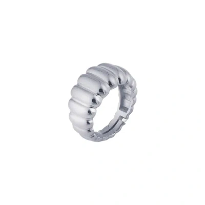 Spero London Large Multi Dished Adjustable Statement Sterling Silver Croissant Ring