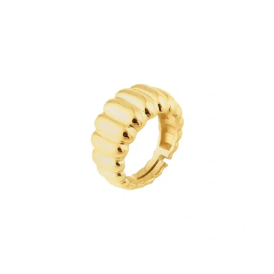 Spero London Large Multi Dished Adjustable Statement Sterling Silver Croissant Ring In Gold