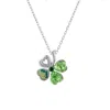 Spero London Men's Green / Silver Four Leaf Clover Tones Of Green Necklace In Sterling Silver