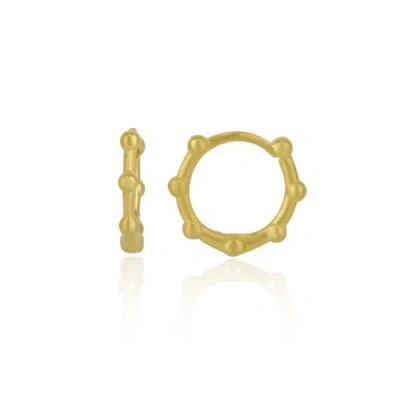 Spero London Seven Bead Sterling Silver Hoop Earrings In Gold