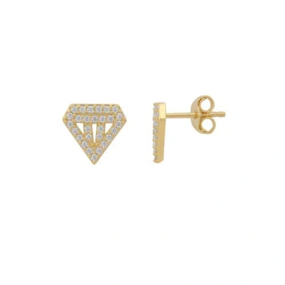 Spero London Sterling Silver Diamond Stud Earring In Gold