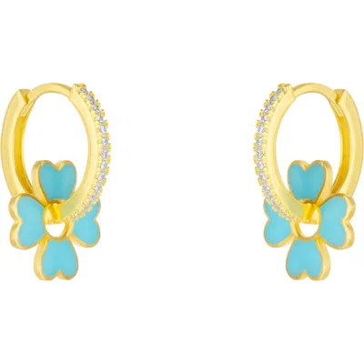 Spero London Sterling Silver Enamel Clover Earrings In Gold
