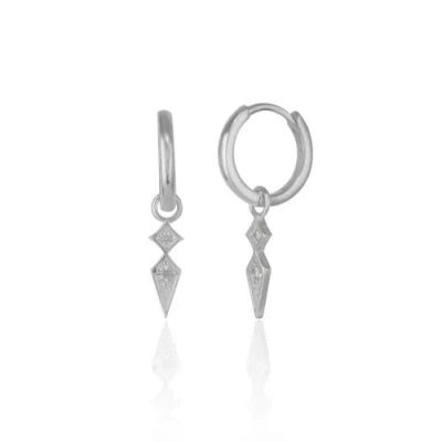 Spero London Sterling Silver Pave Spike Rhombus Drop Earrings In Metallic