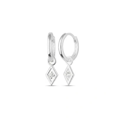 Spero London Sterling Silver Rhombus Pave Spike Drop Earring In Pattern