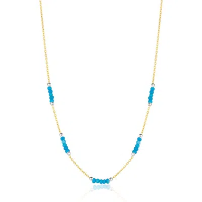 Spero London Turquoise Beaded Sterling Silver Chain Necklace In Gold