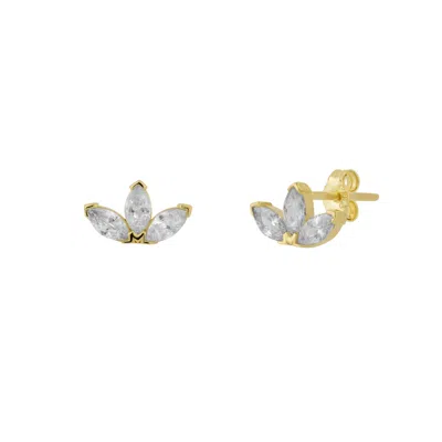 Spero London Women's 14ct Solid Gold Crown Earrings