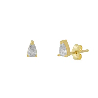 Spero London Women's 14ct Solid Gold Handcrafted Pear Stud Earrings