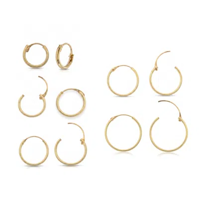 Spero London Women's 9ct Solid Gold Hoop Earrings Set - Maxi