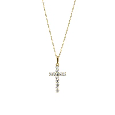 Spero London Women's 9ct Solid Gold Jewelled Cross Pendant Necklace