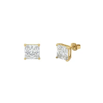 Spero London Women's 9ct Solid Gold Square Stud Earrings