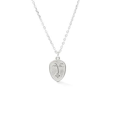 Spero London Women's Abstract Face Monogram Medal Art Sterling Silver Necklace - Silver
