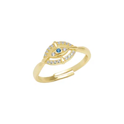 Spero London Women's Ancient Evil Eye Sterling Silver Ring - Gold
