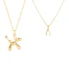 Spero London Women's Balloon Dog Poodle & Wishbone Necklace Layering Set In Sterling Silver - Gold In Gold
