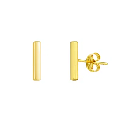 Spero London Women's Bar Stud Plain Earring Sterling Silver - Gold