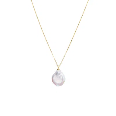 Spero London Women's Baroque Flat Coin Pearl Pendant Necklace Sterling Silver - Gold