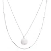 Spero London Women's Baroque Flat Pearl Pendant & Italian Beaded Sterling Silver Stacking Necklace Set - Silver In Silver