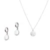 Spero London Women's Baroque Flat Pearl Pendant Necklace & Earring Sterling Silver Set - Silver In Silver