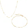 Spero London Women's Bead Chain Sterling Silver Satellite Necklace & Bracelet Set - Gold In Gold