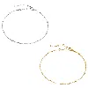Spero London Women's Bead Curb Chain Sterling Silver Adjustable Satellite Bracelet - Multi Pack - Multicolour