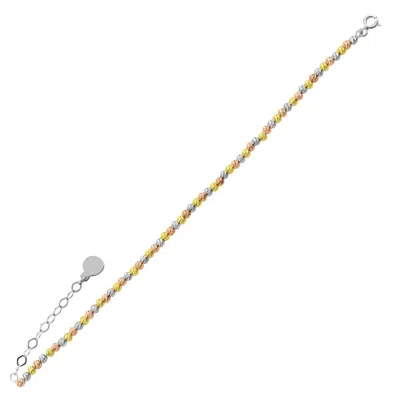 Spero London Women's Beaded Three Color Gold Rose Gold Sterling Silver Handmade Bracelet In Multi