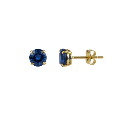 Spero London Women's Blue 9ct Gold Synthetic Sapphire Stud Earrings