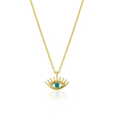 Spero London Women's Blue Eye Evil Eye Sterling Silver Necklace - Gold