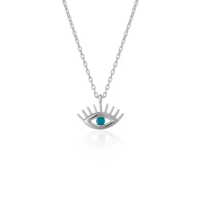 Spero London Women's Blue Eye Evil Eye Sterling Silver Necklace - Silver