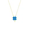 Spero London Women's Blue Opal Four Leaf Clover Sterling Silver Necklace - Gold