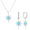 Spero London Women's Blue Opal Northernstar Drop Hoop Earring & Necklace Set In Sterling Silver - Silver In Silver