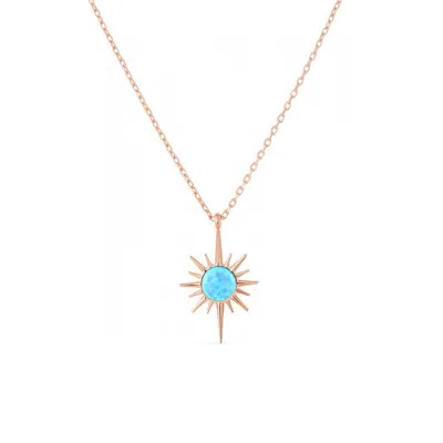 Spero London Women's Blue Opal Northernstar Sterling Silver Pendant Necklace - Rose Gold