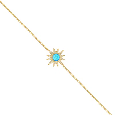 Spero London Women's Blue Opal Sun Sterling Silver Bracelet - Gold