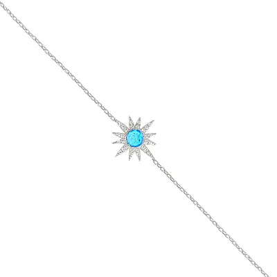 Spero London Women's Blue Opal Sun Sterling Silver Bracelet - Silver