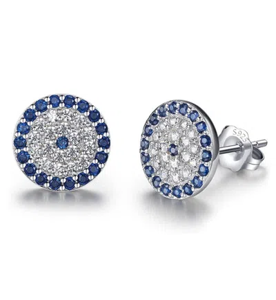 Spero London Women's Blue / Silver Evil Eye Sterling Silver Stud Earring In Multi