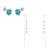 Spero London Women's Blue / Silver Multicolour Star Drop Sterling Silver Chain Threader Earrings & Heart Of Ocean
