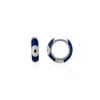 Spero London Women's Blue / Silver Navy Blue Enamelled Jewelled Eye Sterling Silver Huggie Hoop Earring In Multi