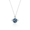 Spero London Blue Saturn Jewelled Sterling Silver Necklace In Multi
