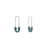 Spero London Women's Blue / Silver Turquoise Pave Safety Pin Earring Jewelled Sterling Silver