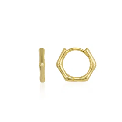Spero London Women's Bone Shape Hexagonal Huggie Hoop Earring In Sterling Silver - Gold