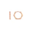 Spero London Women's Bone Shape Hexagonal Huggie Hoop Earring In Sterling Silver - Rose Gold In Gold