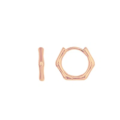 Spero London Women's Bone Shape Hexagonal Huggie Hoop Earring In Sterling Silver - Rose Gold
