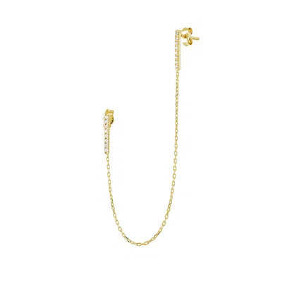 Spero London Women's Chained Bar Chain Earring Sterling Silver - Gold