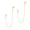 Spero London Women's Chained Bar Chain Earring Sterling Silver - Pair - Gold In Gold