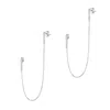 Spero London Women's Chained Bar Chain Earring Sterling Silver - Pair - Silver In Silver